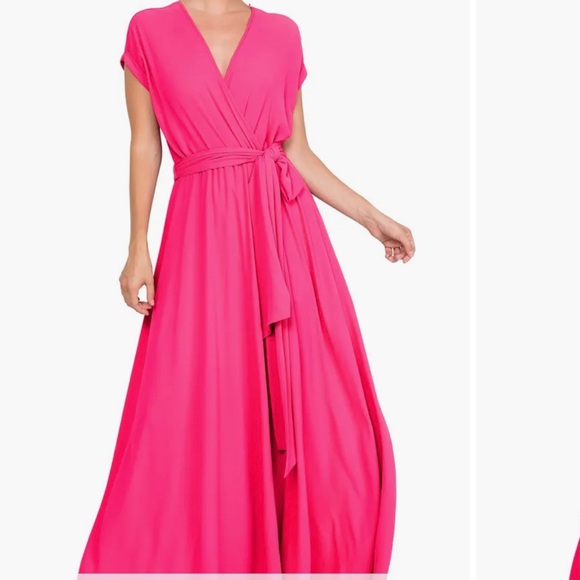 Hot pink maxi Meghan LA wrap dress - Picture 1 of 7